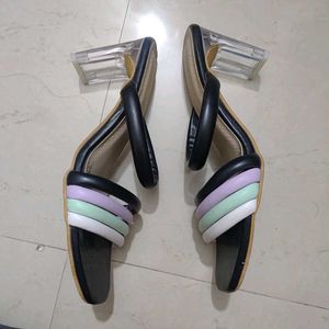 Pastel Stripe Heel Mules