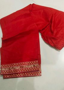 Red Embroidered Kurti Pant Set