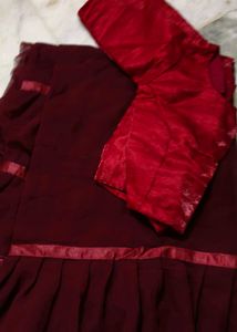 Elegant Maroon ruffle Saree with blouse