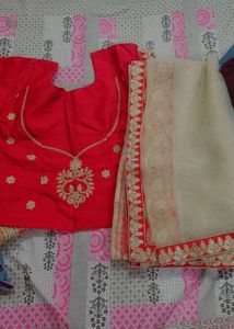 Red &amp; Gold Embroidered Lehenga