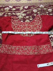 Cherry Red Gown And Dupatta