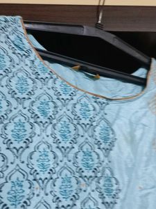 Light Blue Embroidered Kurti