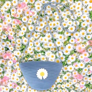 Blue Daisy Jute Sling bag