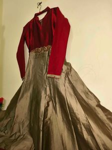 Red And Beige Gown