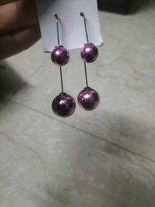 Purple Ball Drop Earrings