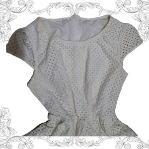 Old Money Aesthetic White Lace Fit &amp; Flare Dress