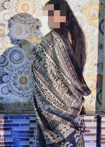 Printed Kalamkari Art Silk Saree (black)