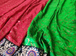 Full Body Work Red And Green Saree
