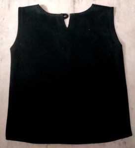 Black Sleeveless Top with Rhinestone Detail