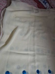 Elegant White &amp; Blue saree