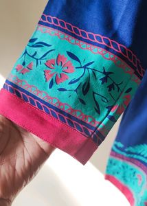 Blue And Pink Printed Warm Kurta.Size 3XL