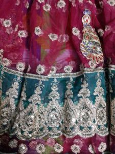 Green Embroidery Half Saree