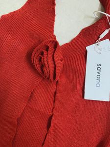 🍓✨Savana Red Halter Knit Top