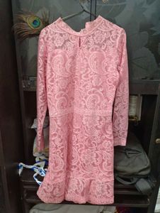 Pink Lace Long Sleeve Dress