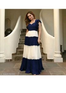 Blue &amp; White Maxi Dress Size- Small To Medium
