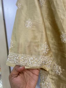 Golden Silk Kind Of Chikankari Lucknowi Kurta