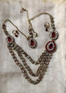 Red Stone Necklace & Earring Set