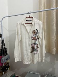 Original Desigual Women White Shirt/Embroidered