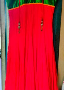 Green &amp; Pink Embroidered Dress