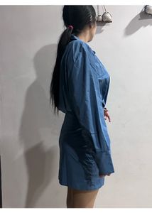 Blue Button-Down Mini Dress