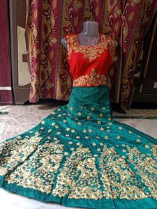 Emerald &amp; Ruby Lehenga