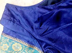 Blue color Pure Crape Silk Blouse