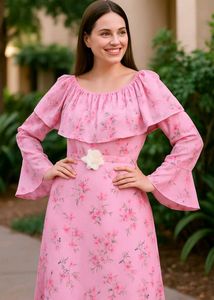 Elegant Pink Floral Maxi Dress