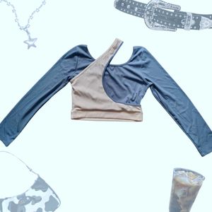 Unique Two-Tone Long Sleeve Top