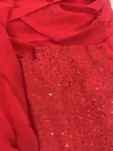 Red Saree with Embellishments