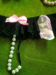 Lace Thong with Pearl Detail