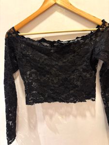 Elegant Black Lace Long Sleeve Top