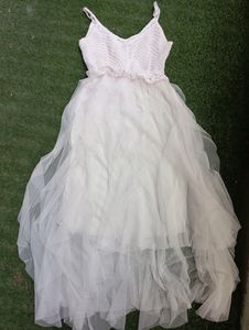 WHITE PARTY WEAR RUFFLE DRESS