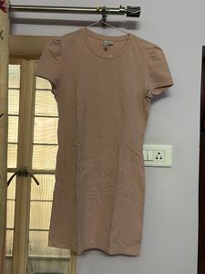 Cute Beige T-Shirt Dress