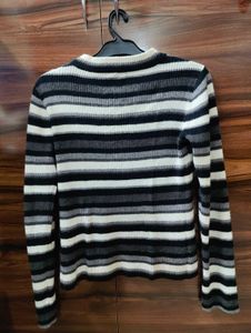 Striped Knit Pullover Sweater