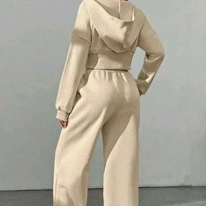 Trendy Khaki Casual Women's Zipper Front Hoodie An