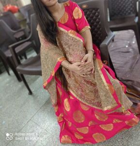 Pink Kurta &amp; Worked Dupatta