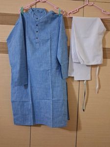Men&#39;s Blue Linen Shirt &amp; Khaki Pants Set