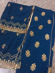 Elegant Blue Embroidered Suit