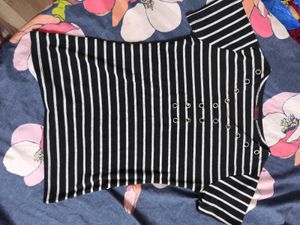 Striped Tee with Grommets