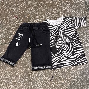 Kids Outfit - Zebra Tee & Shorts