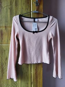 H&amp;M Korean Style Long Sleeve Bow Top/Size-S