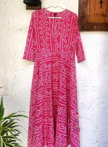 💓 Pink Anarkali Kurta with Side Dori