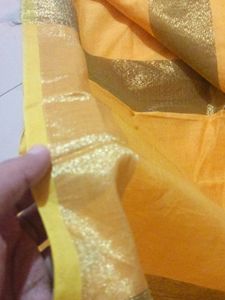 Yellow Cotton Silk Saree