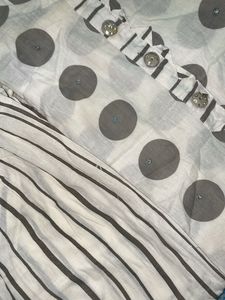White &amp; Gray Salwar Kameez Set