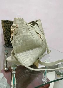 Metallic Croc-Embossed Tote