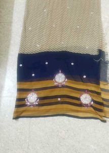Embroidered Chevron & Striped Sari