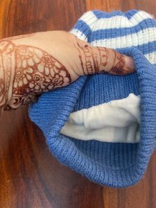 Blue &amp; White Striped Beanie