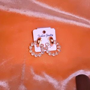 Combo Of Rose Gold Diamond Rainbow Shine Earings
