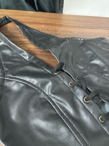 Black Leather Crop Top