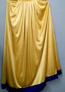 Satin Cream Skirt With Blue Border For Girls/Women's